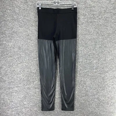 New H&M Leggings Pants Women Black Leather Pull On S Small Mid Rise Skinny • $8.23