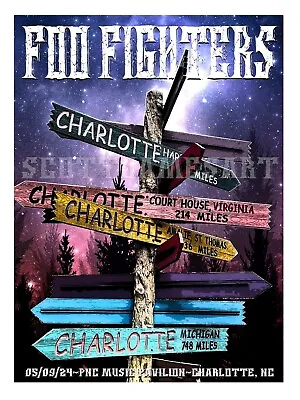 Foo Fighters Charlotte NC Concert Poster 18x24 By Scott James Limited 100 • $80