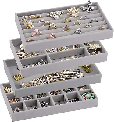 Stackable Velvet Jewelry Trays Organizer For Drawers Small Jewelry Drawer  • $17.98