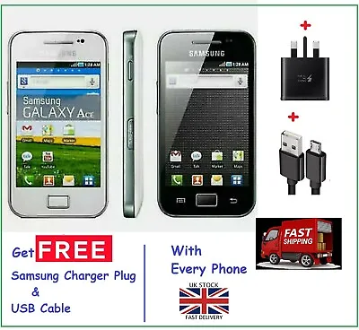 Samsung Galaxy Ace GT-5830i- BLACK WHITE 3G-Unlocked Mobile Phone / UK SELLER • £7.89