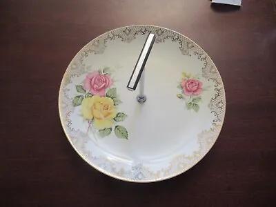 Vintage Cake Plate  With Holder   Roses England • $16
