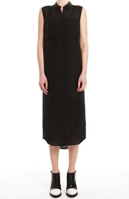 $72 • Buy ALEXANDER WANG Black Silk Pocket Front Shirt Dress Tunic Size M