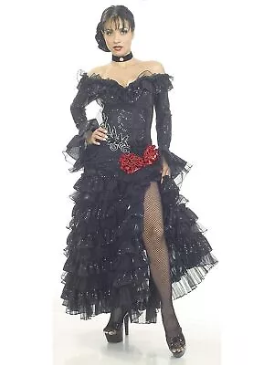 Black Senorita Spanish Lady Salsa Dancer Fancy Dress Up Halloween Adult Costume • $166.83