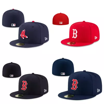 Men's Boston Red Sox Fitted Hat MLB New Era 59FIFTY Baseball Cap • $10.99