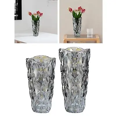 Flower Vases Tall Crystal Clear Glass Vase For Flowers Living Room Dining • £38.94