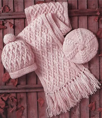 £2.89 • Buy Knitting Pattern Children Girl Boy Men & Women Ladies SCARF HAT AND BERET Aran