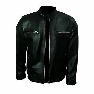 Mens Bradley Cooper Fashionable Biker Real Genuine Sheep Leather Jacket • £84