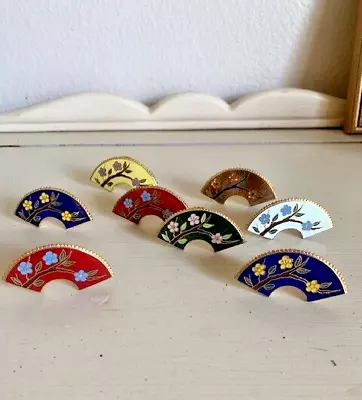 Vintage Cloisonne Vintage Place Card Holders Set Of 8 • $83