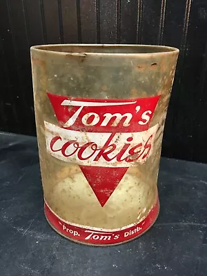 Vintage 1950s Tom's Cookies Plastic Can 11.5IN X 9IN • $31.49