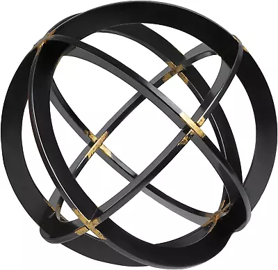 Decorative Sphere For Home Decor - Black & Gold Hand Painted Modern Decorative • $35.99