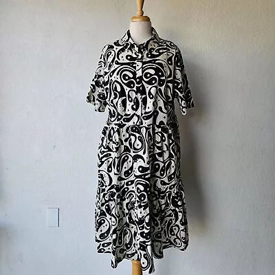 Dangerfield Australia Black White Moon Star Yin Yang Babydoll Shirt Dress 20/XL • $69.99