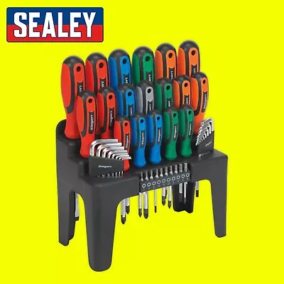 Sealey S01090 44pc Screwdriver Hex Key & Bit Set Contoured Soft Grip Handles • £23.35