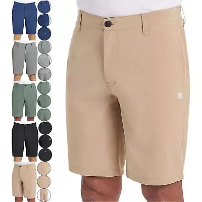 Mens Hurley Shorts Stretch Quick Dry Casual Summer Walk Chino Look Golf Pants • £10.99