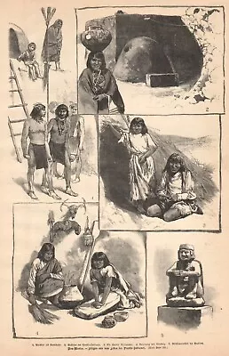 Pueblo Indians New Mexico Page Of Five 1885 Antique Prints • $22.49
