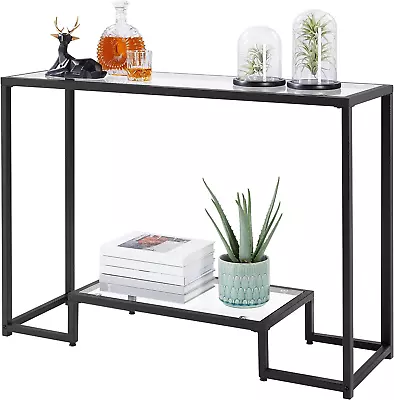 42  Console Table Tempered Glass Entryway Table 2-Tier Modern Sofa Table W/Sto • $94.99