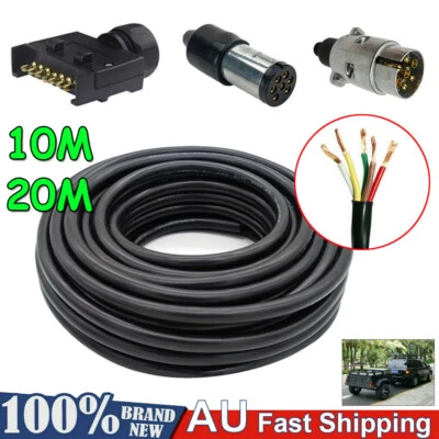 $23.19 • Buy 10/20M 5 Core Trailer Cable Road Train Wire Caravan Plug Socket Wiring Auto Coil
