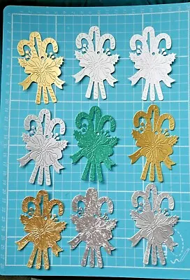 Craft Die Cuts 9 Christmas Candy Canes & Flower Card Toppers (Set 2) • £2.99