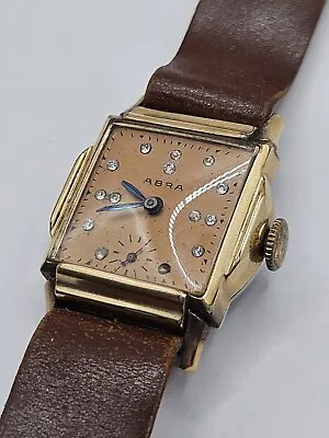 Vintage Abra Art Deco Diamonds Gold Tone Hand Wind Wrist Watch For Parts • $24.99