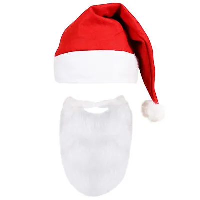 Santa Claus Hat With Beard And Moustache Christmas Xmas Fun Novelty Fancy Dress • £0.99