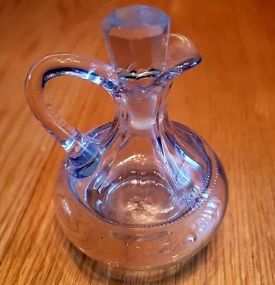 Vintage Hand Blown Clear Glass Cruet Vinegar Oil Stopper And Handle • $10