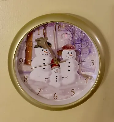 Vintage Feldstein SNOW FAMILY Musical Wall Clock: 12 Christmas Songs • Sensor • $15.95
