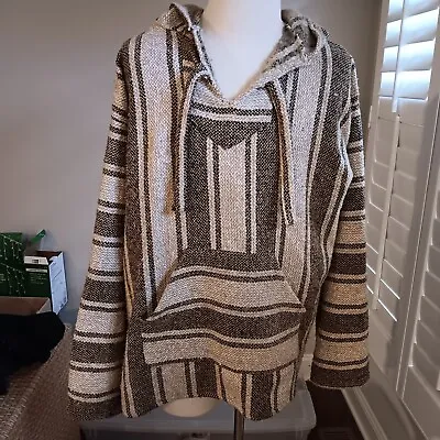 Molina XL Mexican Baja Hoodie Brown & Tan Pullover Soft Inner Lining  • $20