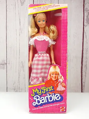 Mattel My First Barbie Doll #1895 Vintage 1982 Pink Gingham Skirt NRFB • $65.03