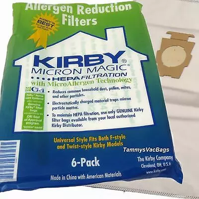 $14.99 • Buy For KIRBY VACUUM BAGS:6 Sentria UNIVERSAL~ F Style MICRON MAGIC Hepa White Cloth