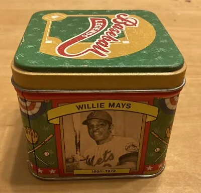 Vintage MLB Baseball Legends Tin Box 1990s RUTH CLEMENTE WILLIAMS MAYS • $4.49