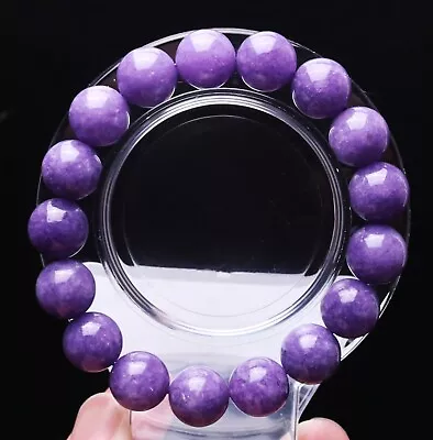 11.5mm Natural Purple Lepidolite Crystal Quartz Beads Bracelet • $0.01