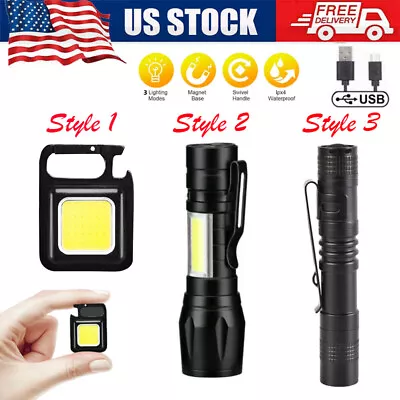 LED Mini Flashlight Tactical Penlight Super Bright Torch USB Rechargeable COB US • $9.95