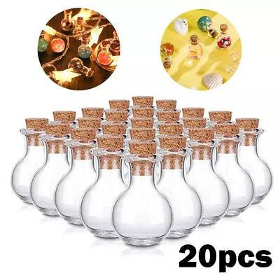 20Pcs Small Mini Glass Bottles With Wooden Cork-Tiny Wishing Vials For Art Craft • $10.76