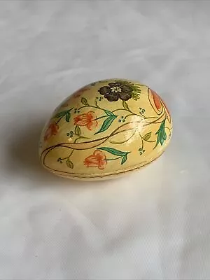 Vintage Indian Hand Painted Paper Mache Small Egg Floral Trinket Box - India • $5