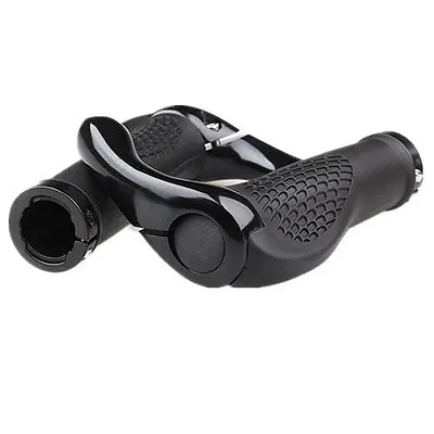 Cycling Lock-On Bicycle Handlebar Bike Bar Grips Ends Rubber Mountain MTB  Black • $14.39