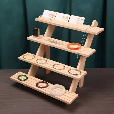 3/4/5 Tiers Wooden Earring Display Rack Jewelry Rings Shelf Watch Stand Holder • $25.45