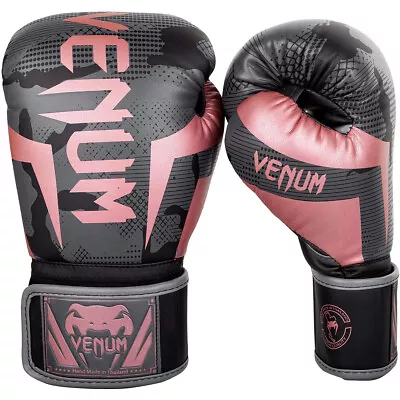 Venum Elite Hook And Loop Boxing Gloves - Black/Pink/Gold • $77.50