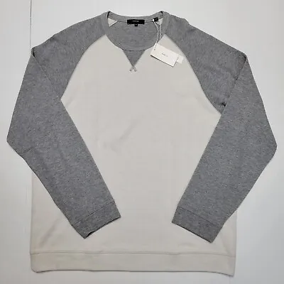 VINCE 2XL Ivory Gray Two-Tone Crew Raglan Crew Neck Long Sleeve Men's Sweater • $68