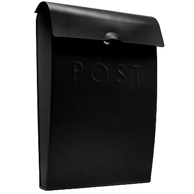 Wall Mounted Post Box In Black Galvanised Steel Outdoor Lockable Mailbox | M&W • £18.99