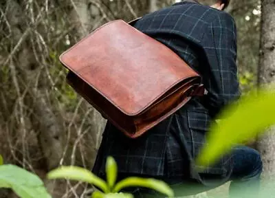 Men's Genuine Leather Vintage Laptop Messenger Handmade Briefcase Bag Satchel • $80.45