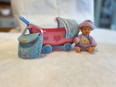 $9.73 • Buy Vintage Zapf Creation Baby Born Miniworld Pram Set & Doll