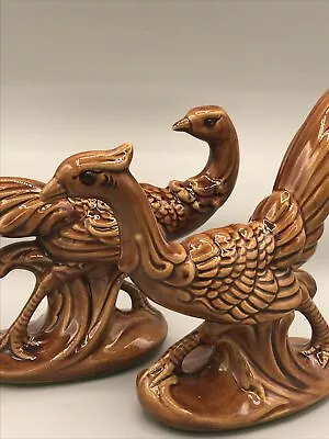 $24.99 • Buy Vintage Ceramic Peacock & Peahen Figurines (roadrunner) (11.5” Long)