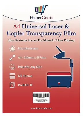 Universal Laser Transparency Film A4 Clear OHP Sheets Laser Printer Acetate • £5.49