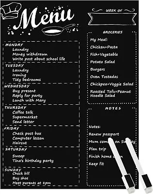 MoKo Magnetic Menu Board For Kitchen Fridge With 2 Markers 16 X12  Weekly Meal • £13.52