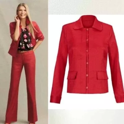 CABI Valentine Linen Blend Blazer/Jacket-Red-Size LARGE • $21.95