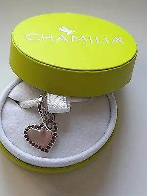 Chamilia Silver 925 Pink Cz Mum Heart Bracelet Charm In Box • £24.99