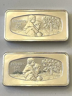 VTG Franklin Mint 1976 Fathers Day 925 Sterling Silver 1000 Grains Ea Set Of 2 • $175