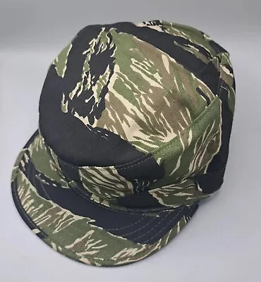 TIGER STRIPE PATROL CAP WITH MAP POCKET MADE IN USA Large 7.5 • $9.99