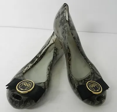 Melissa + Jason Wu Ultragirl Owl Jelly Flats W Black/Gold Owl Bow -Women's 7/38 • $24.99