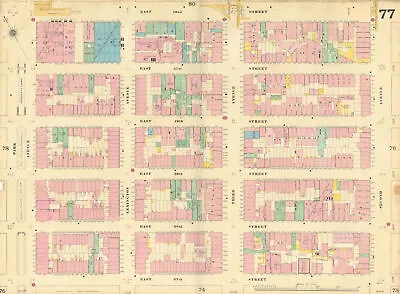 £179 • Buy Sanborn NYC #77 Manhattan Midtown East Murray Hill 1899 Old Antique Map Chart
