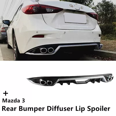 Fit For 14-19 Mazda 3 Sedan Rear Bumper Diffuser Fin Shark Lip Spoiler Throat • $185